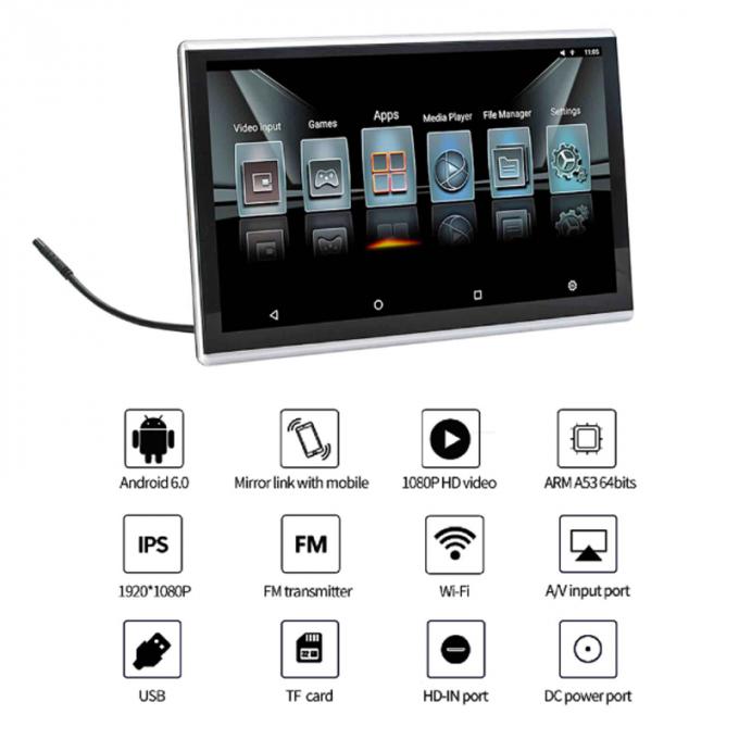 2.5D IPS Touch Screen 11.6'' Vehicle Navigation System Android Car Headrest Monitor