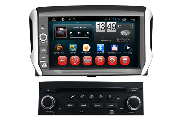 China Dual Core PEUGEOT Navigation System Android 208 2008 DVD GPS CD Player BT TV iPod supplier